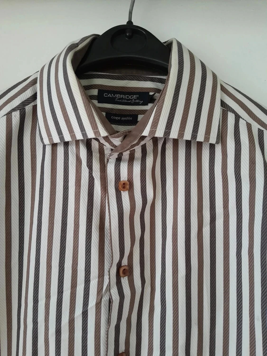 Camisa listrada marrom, tamanho 5 (43/44) Marca Cambridge – photo 4